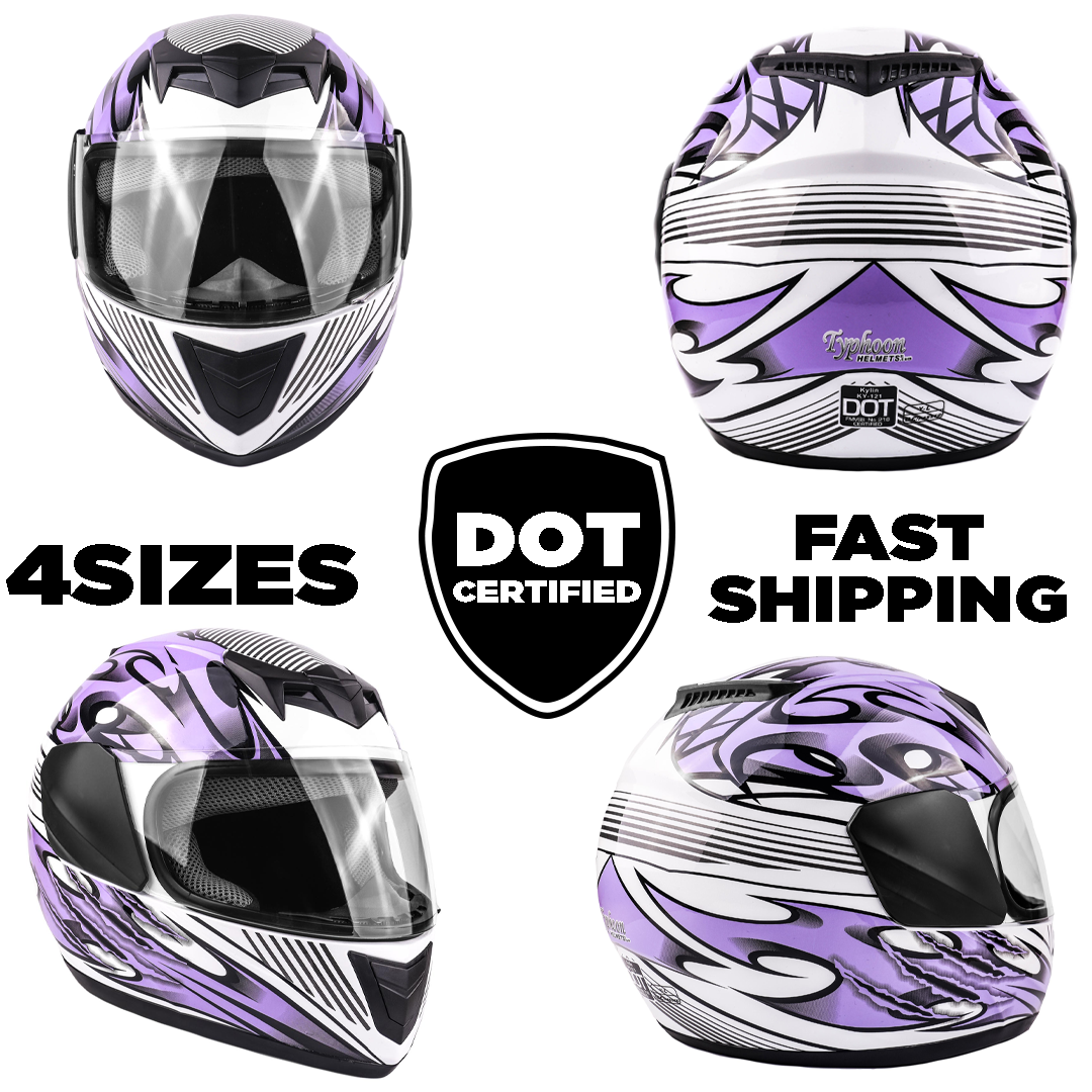 Youth Purple Motorcycle Helmet DOT Full Face Small Medium