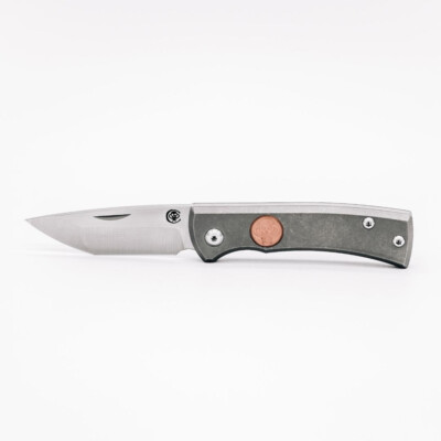 Chaves Knives Redencion Slip Joint Satin M390 Blade Stonewash Titanium w/Copper