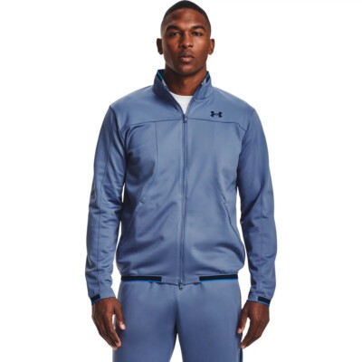 

Under Armour Recover Knit Track Jacket Mens Mineral Blue Academy Top Sportswear Top, Синий