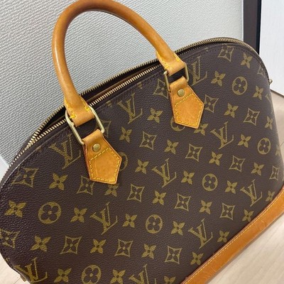 Borsa a mano LOUIS VUITTON Monogram Canvas marrone Alma Zip Tote Luxury Vintage