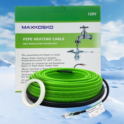 20ft Self-Regulating Pipe Heating Cable - Intelligent Warmth for Pipes