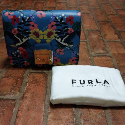 Furla Metropolis Mini Chain Shoulder Crossbody Bag Blue NEW Present From Japan