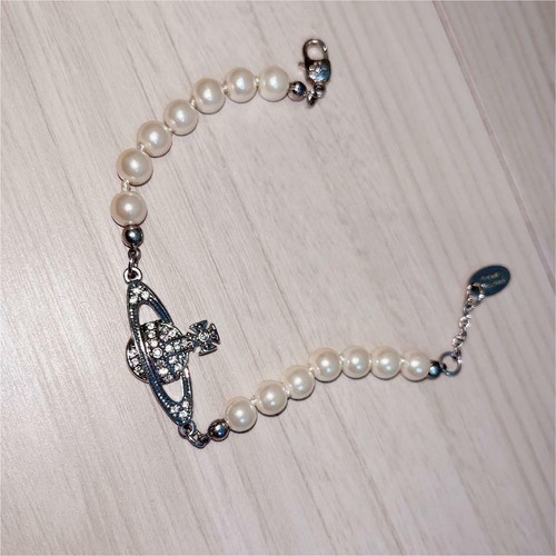 アクセサリー VivianWestwood MINI BAS RELIEF BRACELET Mini Bas Relief Chain Bracelet in PLATINUM-CRYSTAL-Crystal