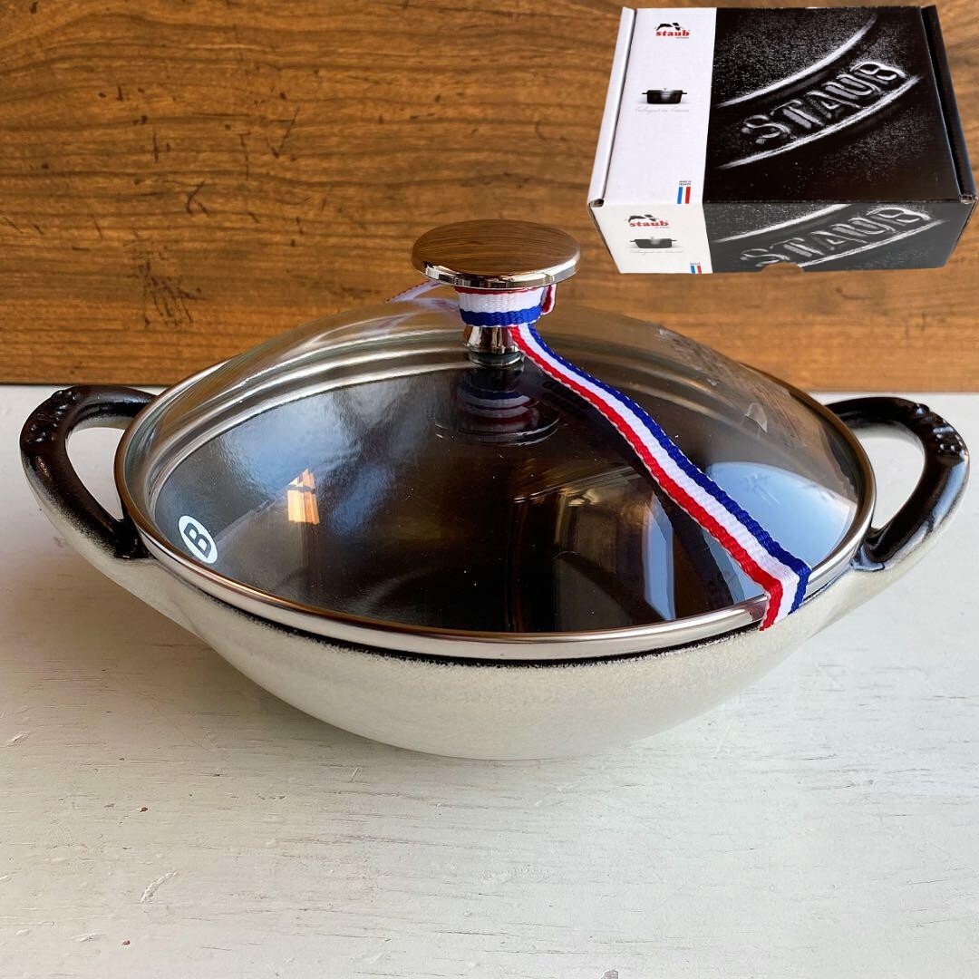 Staub Baby Wok 16cm Campagne Limited Small Iron Pot Glass