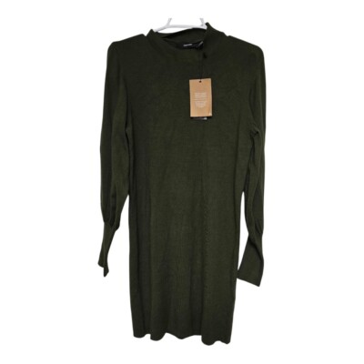 Vero moda dress womens size xl green holly karis puff long sleeve high neck...