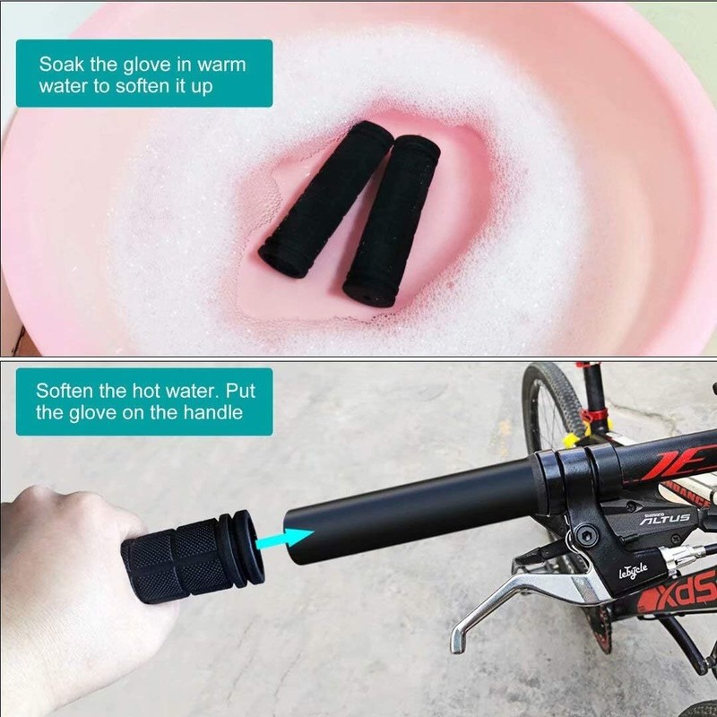 Bike Handle Grips Kids Non-Slip-Rubber 4Pcs Bicycle Handlebar Grips Black