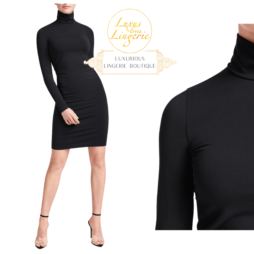 WOLFORD AURORA DRESS BY WOLFORD M BLACK SCHWARZ ROLLKRAGEN WEICHE ELEGANZ LANGARM