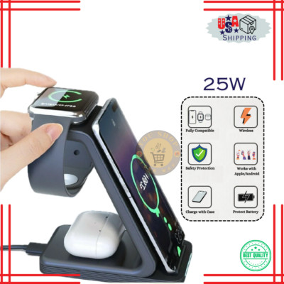 Wireless Charger Charging Station 3 In 1 For iPhone 11 12 13 14 15 Pro Max plus