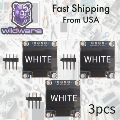 3 PC 0.96'' SSD1315 OLED Display White - I2C, 128x64 Pixels, Arduino, Raspberry P