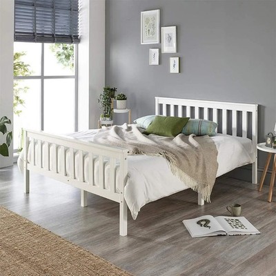 Aspire Beds Holzbett Bettgestell weiß mit Lattenrost 200x140 cm ohne Matratze