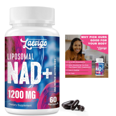 1200mg Liposomal NAD+ Supplement, Ultra Purity Actual NAD Supplement,2 pack