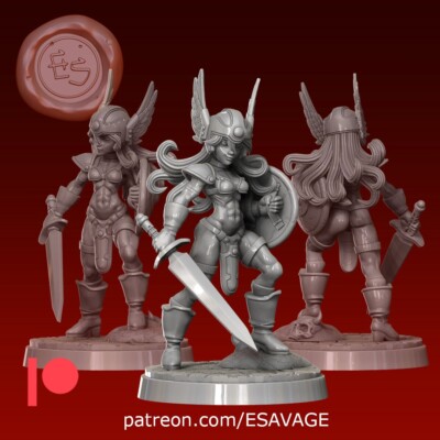 Fem Warrior Pinup Human Fighter Fantasy Miniature 5E Pathfinder TTRPG
