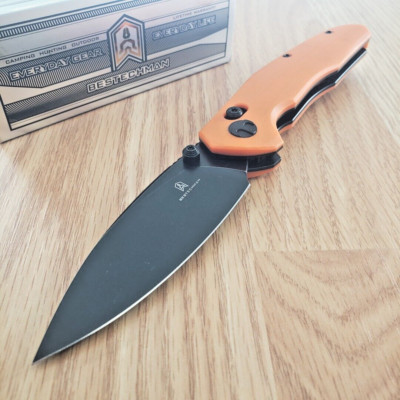 Bestech Knives Ronan Folding Knife 3.26 14C28N Stainless Blade Orange G10 Handle