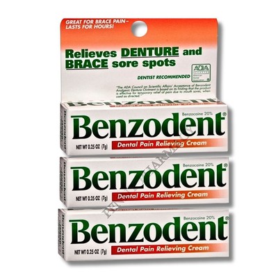 Benzodent Dental Pain Cream 0.25oz - 3 Pack