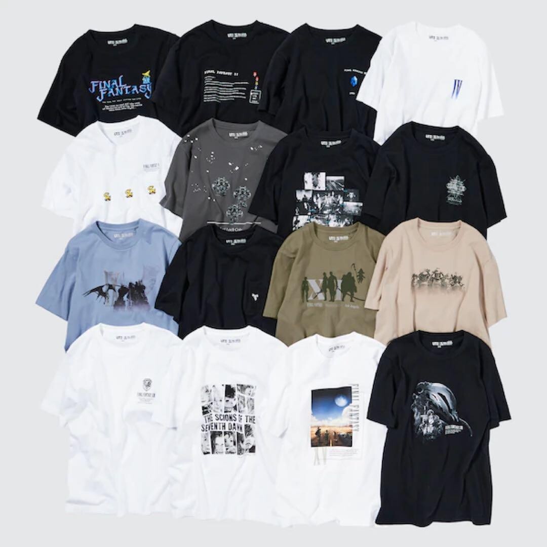 Pre-owned Uniqlo Final Fantasy 35th Anniversary Graphic T-shirt Complete Set L In Multicolor