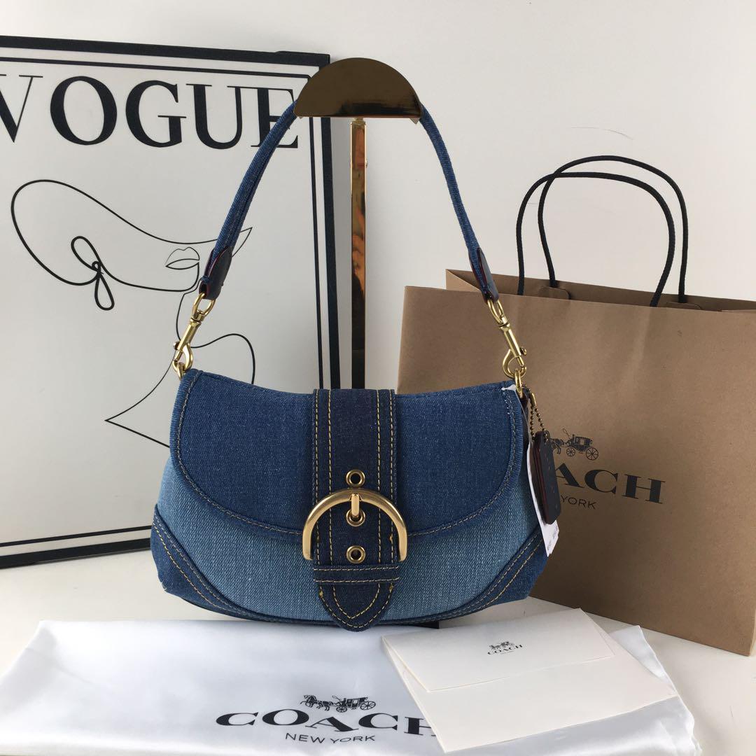 COACH Soho Shoulder Bag Upcycle Repurpose Denim Blue CR737