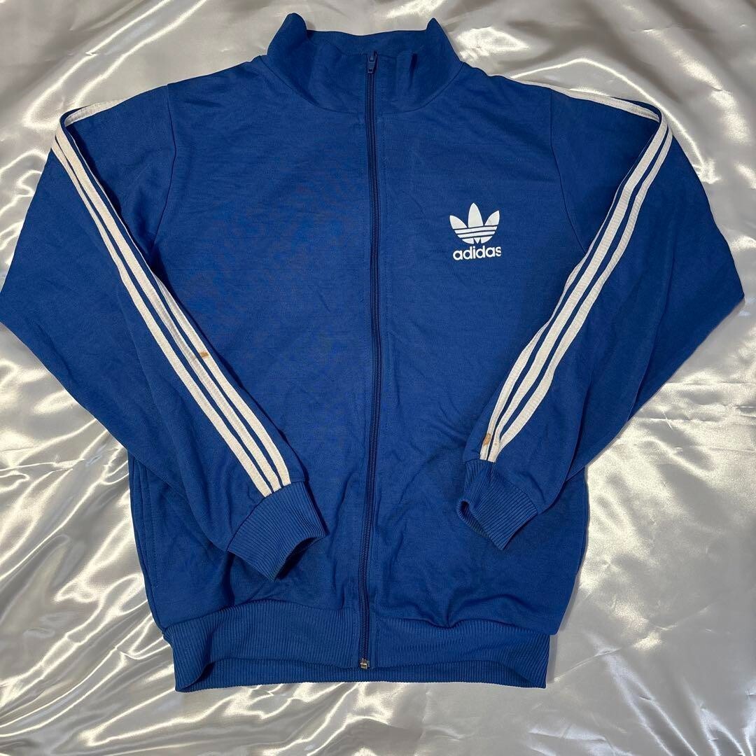 adidas】Vintage 80s adidas track jacket, trefoil, blue, back