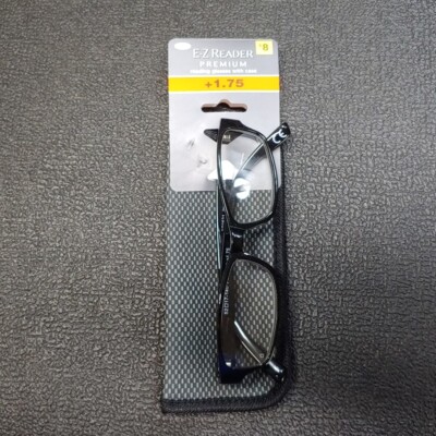 Foster Grant E-Z Reader Premium +1.75 Jameson Black Reading Glasses
