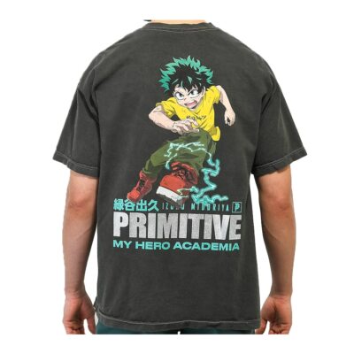 Футболка Primitive x My Hero Academia с короткими рукавами и надписью «Полный капюшон» (черная)