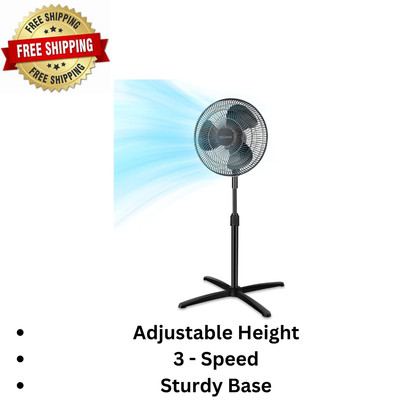 PELONIS Fan Portable 16 Inch Pedestal Fan| 3-Speed| 90° Oscillation| Adjustable