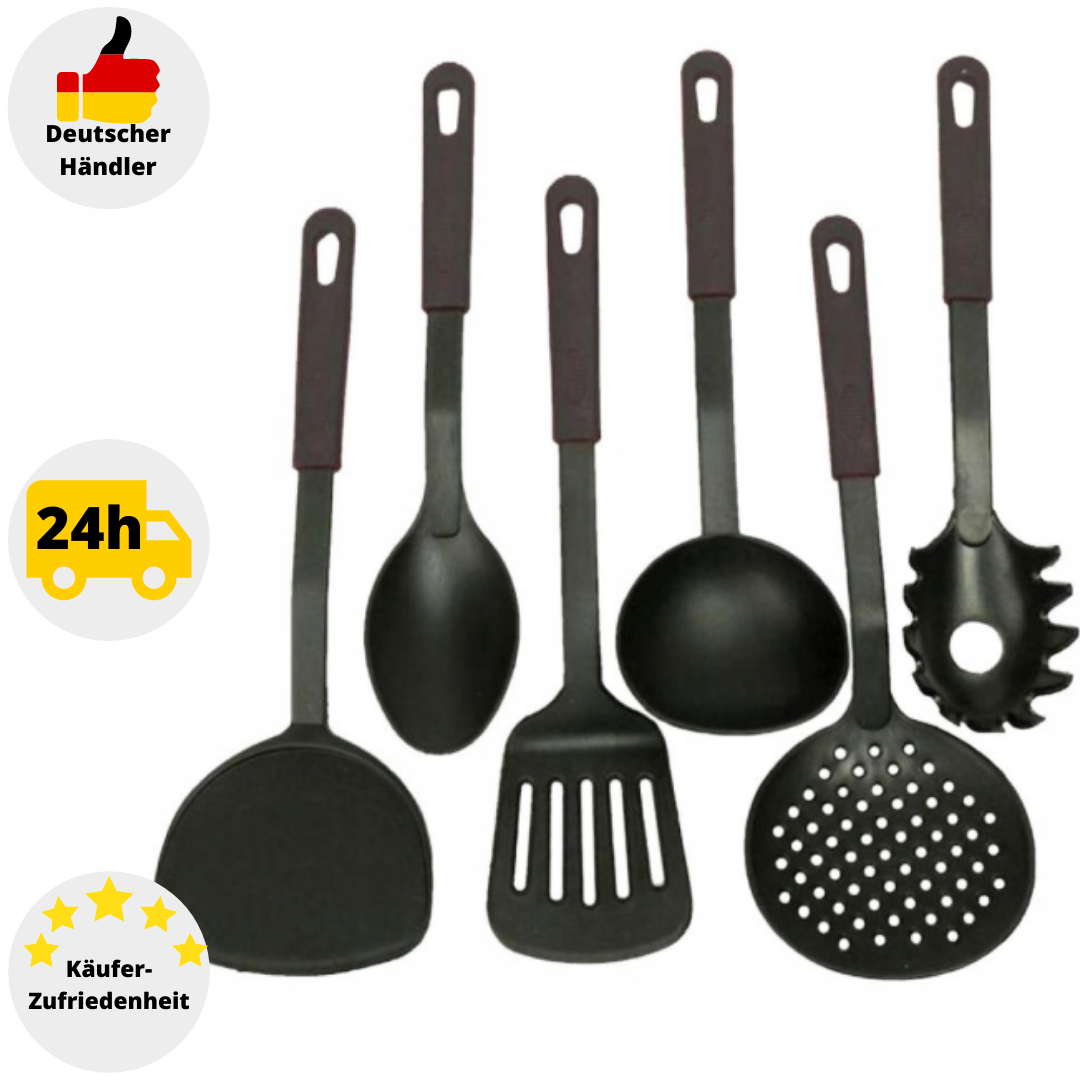 Küchenhelfer Set 6 teilig Kochbesteck Hitzebeständig Küchenutensilien Kochlöffel
