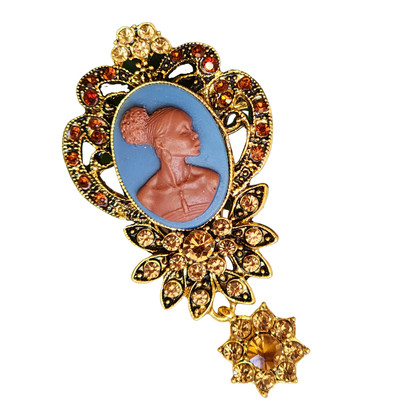 'Deborah's Elegance' RHINESTONED  CAMEO BROOCH