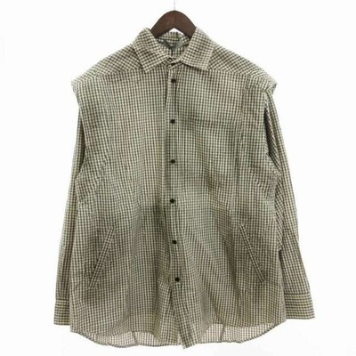 D5OVE RF Long sleeve distressed wire check shirt black white S Used