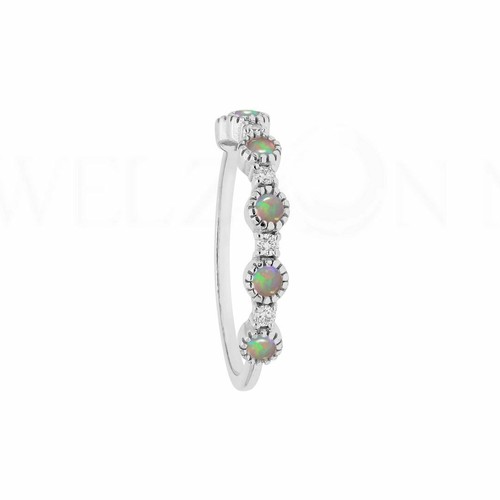 Pre-owned J.o.n 14k Gold Genuine Diamond And Opal Gemstone Engagement Ring Fine Jewelry In White