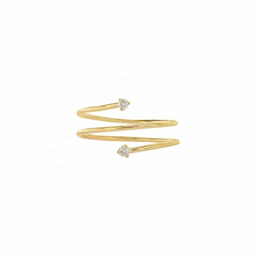 Pre-owned Irisha Designs Genuine Diamond Wrap Ring Size-3-8 Us 14k Gold Fine Jewelry In White