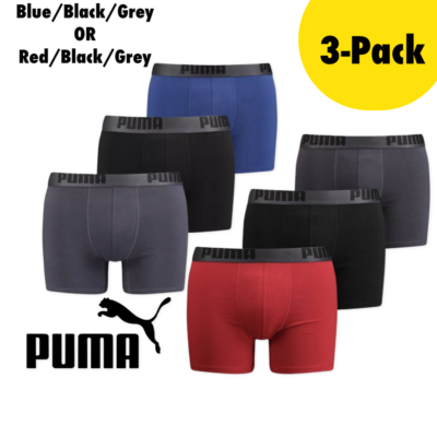 PUMA Men's Cotton Stretch Boxer Briefs Mens Moisture Wicking Underwear  3-Pack