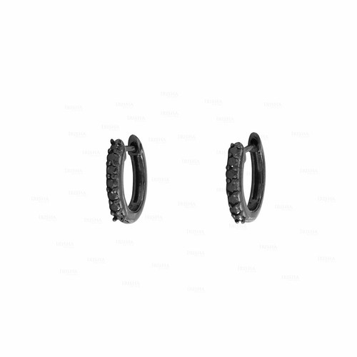 Pre-owned Irisha Designs Black Diamond 12 Mm Fine Huggie Hoop Earrings