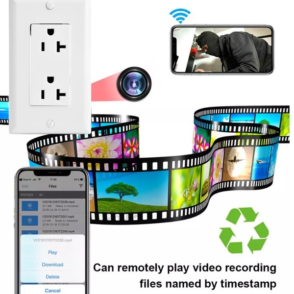 Nanny Camera Wall AC Outlet Home Security Hidden Camera Audio Video Recorder - Image 5