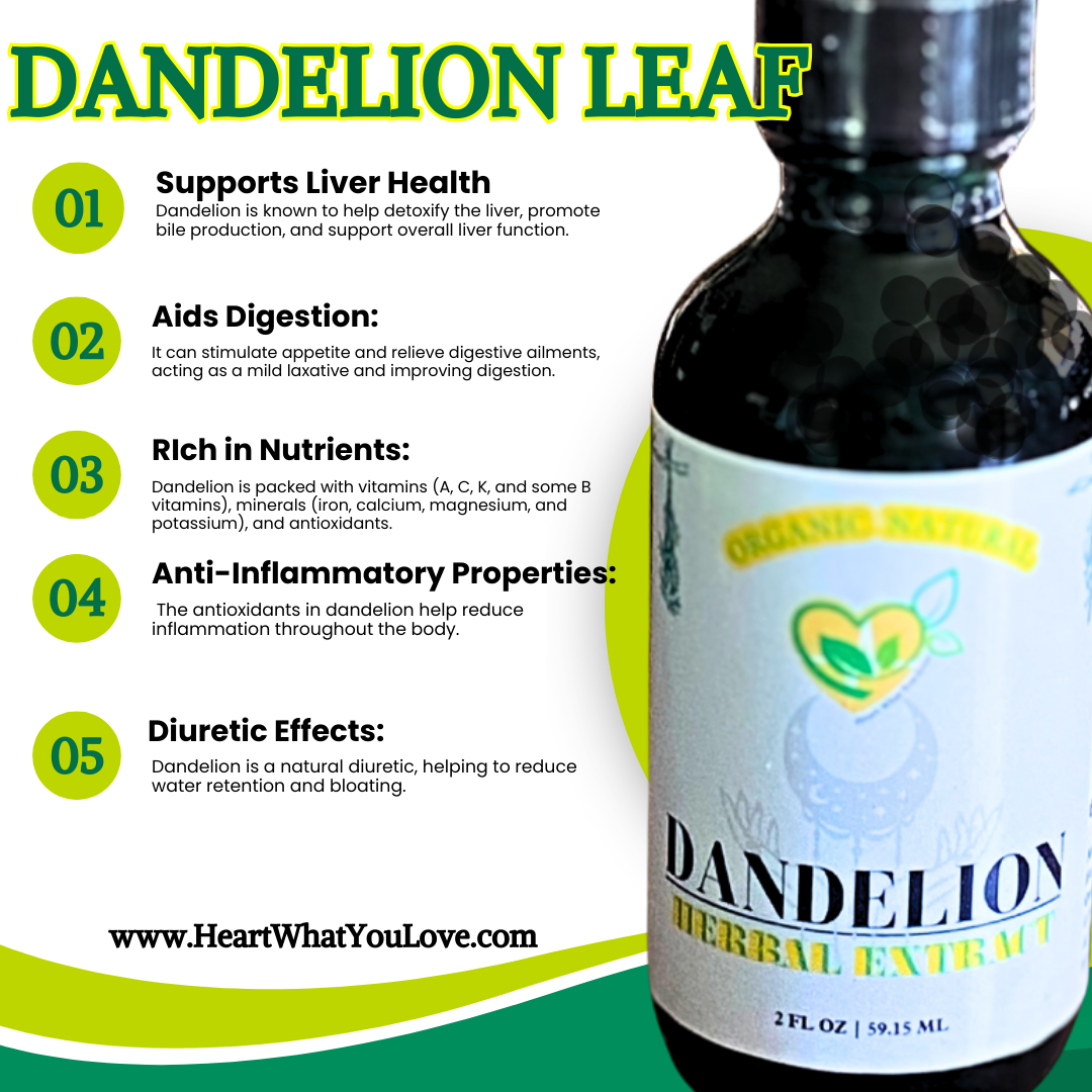 Dandelion Leaf Extract Non-Alcohol Organic Liquid Herbal Liver Digestive 2oz