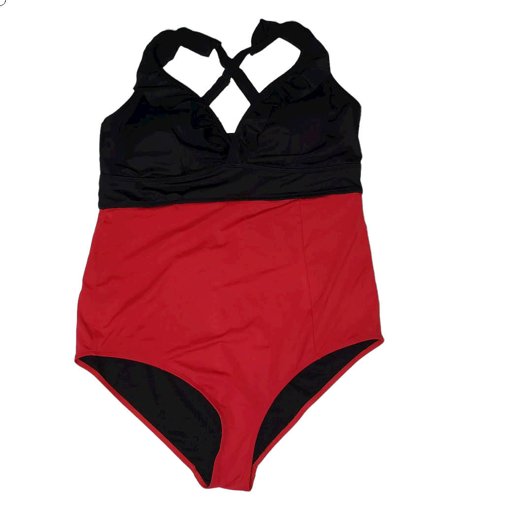 Wireless One-piece Swimsuit Plus Size 12 / Large Red
