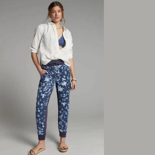 Anthropologie The Nomad Navy Floral Joggers Large L NWT