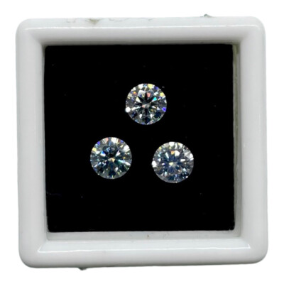 VVS 3 Pcs FG Loose White Moissanite 5mm Round Diamond Cut Dazzling Gemstones Lot