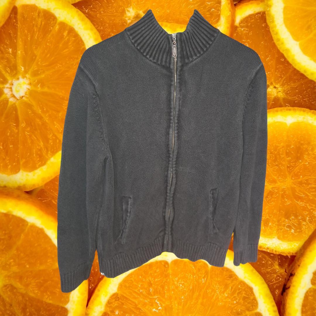L.L. Bean 100% Cotton Full Zip Black Knit Sweater Size Medium — photo 3