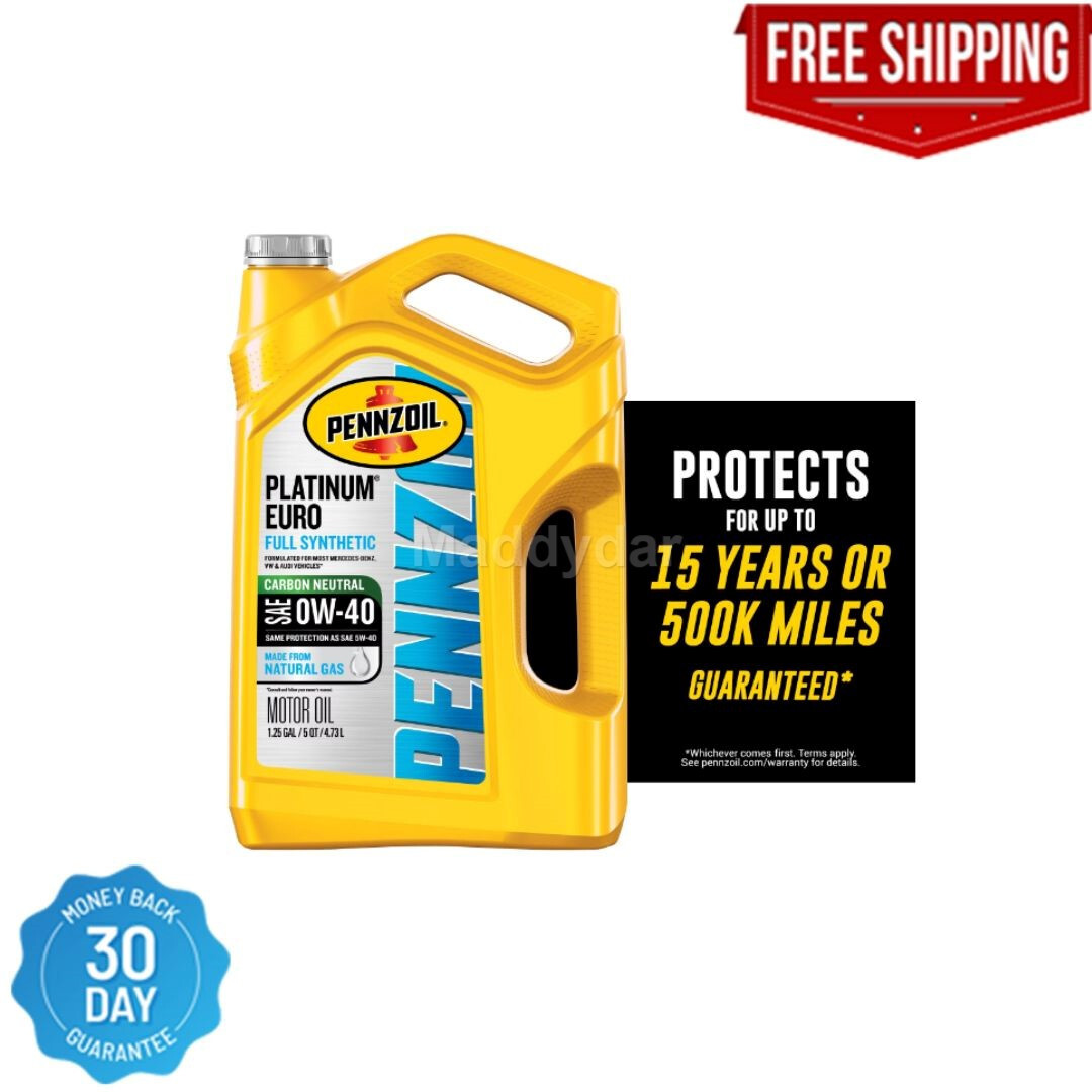 Pennzoil Platinum Euro Full Synthetic 0W-40 Motor Oil, 5
