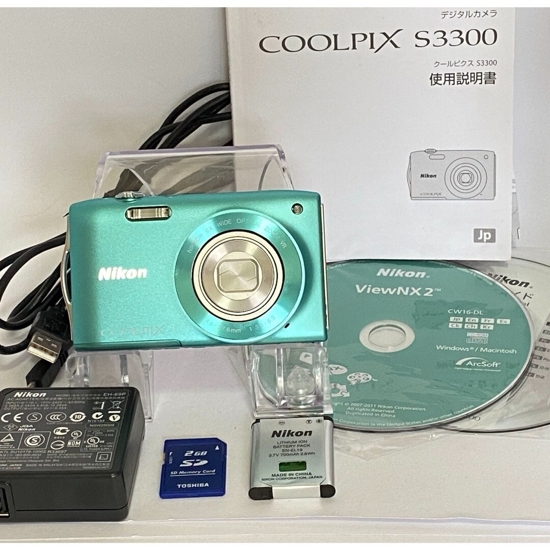 2976 Nikon ニコン COOLPIX デジカメ S3300 美品 美品 Nikon コンパクトデジカメ COOLPIX S3300 ミントグリーン