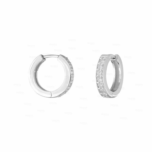 Pre-owned Irisha Designs Genuine Diamond Minimal Huggie Hoop Earrings 14k Gold Jewelry In F-g