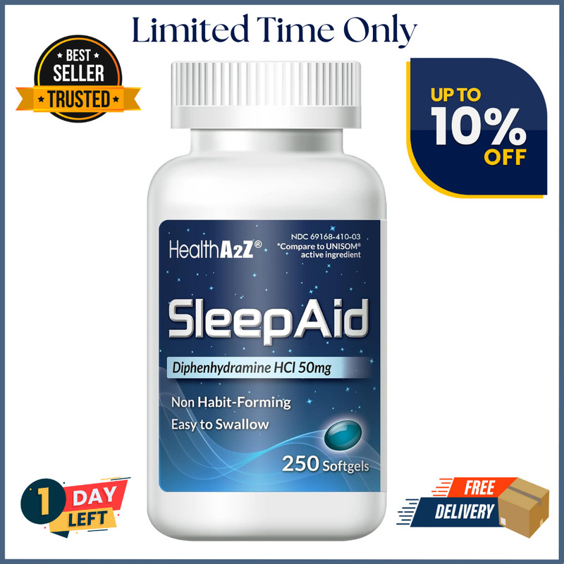 Sleep Aid, Diphenhydramine HCl 50mg, 250 Softgels, Supports Deeper Restful