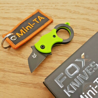 Fox Mini-Ta Linerlock Folding Knife 1'' 4116 Steel Blade Green FRN Handle 536GB