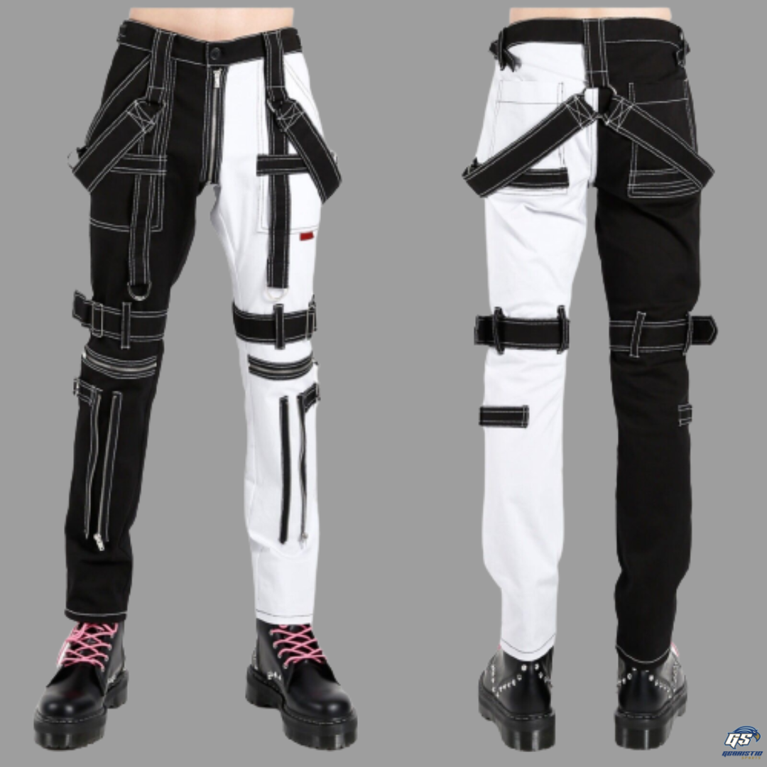 Split-Leg Black/White Para Pant Punk Rock Dead Threads Split-Leg Black/White Para Pant Punk Rock Dead Threads