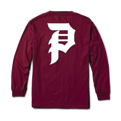 

Футболка с длинным рукавом в примитивном стиле «Dirty P» (бордовая) с рисунком, Burgundy