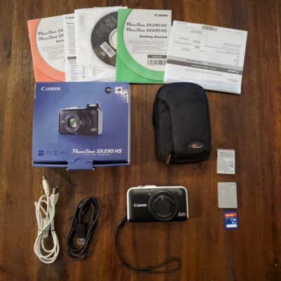 Canon PowerShot SX230 HS 12.1MP Digital Camera + SD card  + Charger 2 Batteries