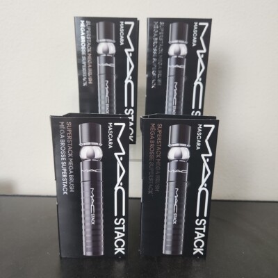 FOUR PACK MAC Stack Mascara Superstack Mega Brush Black Mascara .1 oz./ 3 ml