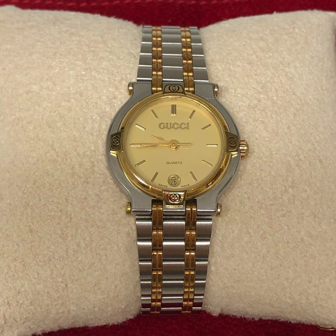 【在庫処分】セール1万円均一　稼働 OLD GUCCI 9000L レディース GUCCI 9000L WATCH Woman Gold SILVER DATE VINTAGE Working