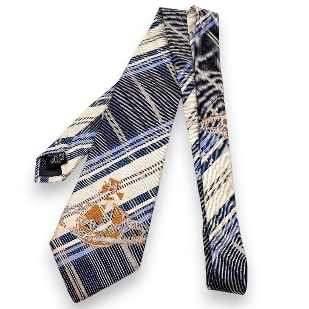 Vivienne Westwood Men's New Tie Orb Blue White Plaid Check