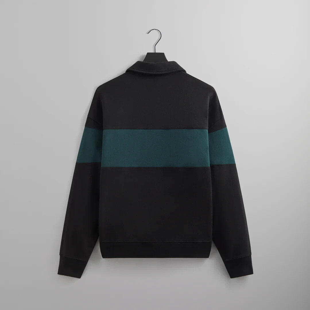Pre-owned Kith Color-blocked Nelson Collared Pullover- Black | Fw23 | Size L