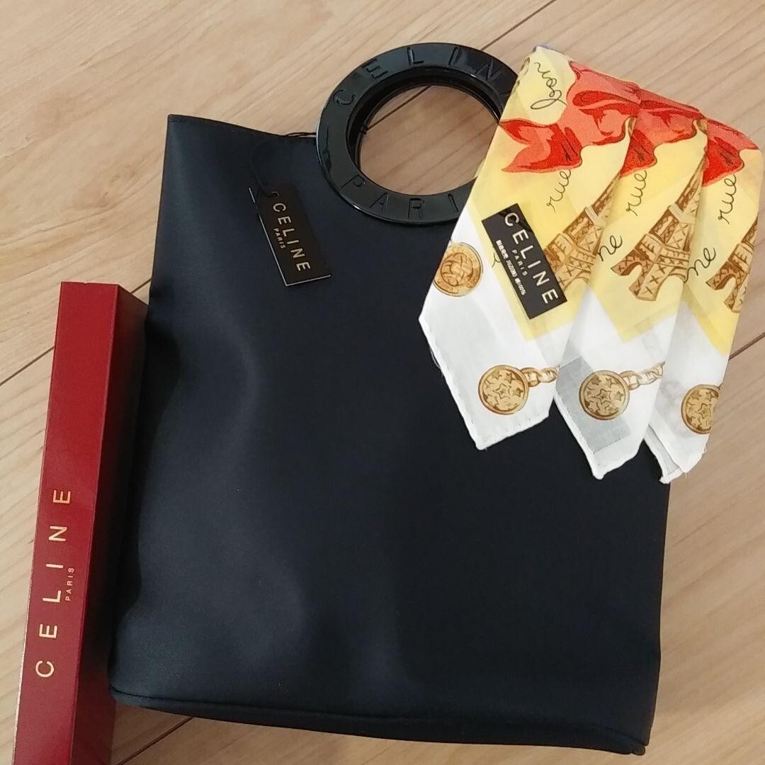 CELINE ロゴ入り ブラック サテン シュシュ celine-46y352sib.jpg